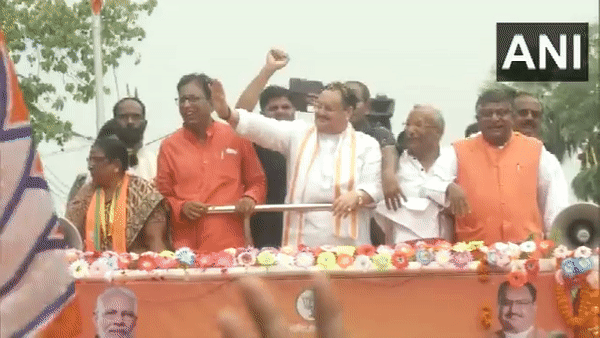 BJP national president JP Nadda holds roadshow in Patna (Photo/ANI)