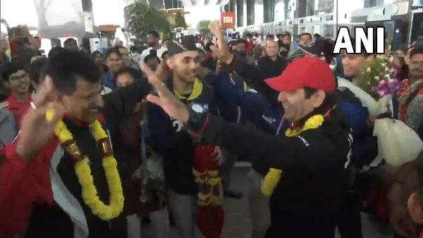 Lakshya Sen dancing in celebration. (Visuals- ANI)