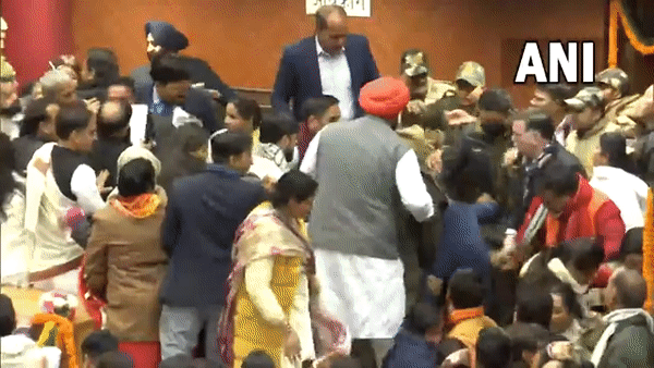Huge ruckus at Civic Centre before commencement of voting for Delhi Mayor elections on Friday.