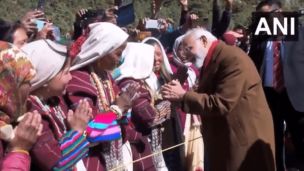 PM Modi at Gunji village (Photo/ANI)