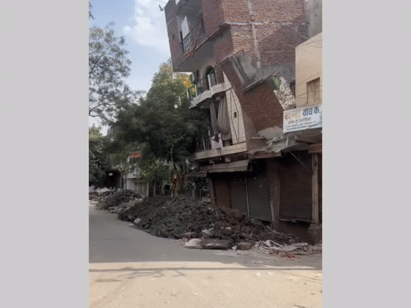 Battered building located at Kalyanpuri collapse on Saturday. (Photo/ANI)