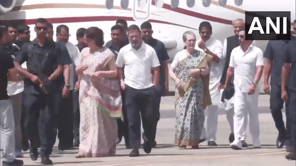 Congress leaders Rahul Gandhi and Sonia Gandhi leave from Sonia's Delhi residence. (Photo/ANI)