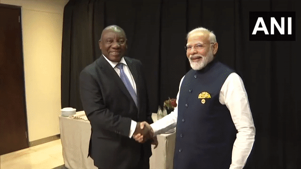 Prime Minister Narendra Modi with South African President Cyril Ramaphosa (Photo/ANI)