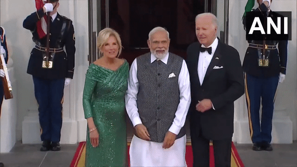 US President Joe Biden and First Lady Jill Biden receives PM Modi at White House. (Video: ANI)