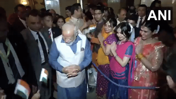 Prime Minister Narendra Modi receives warm welcome at hotel in Cairo (Photo/ANI)