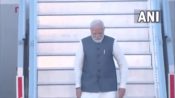 Prime Minister Narendra Modi arrives at Palam airport in New Delhi (Source: Twitter/ANI)