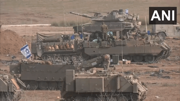 Israeli tanks deployed on the Gaza border. (Photo/ANI)