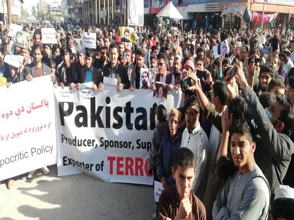 The demonstrators were seen carrying banners and pamphlets denouncing Pakistan 