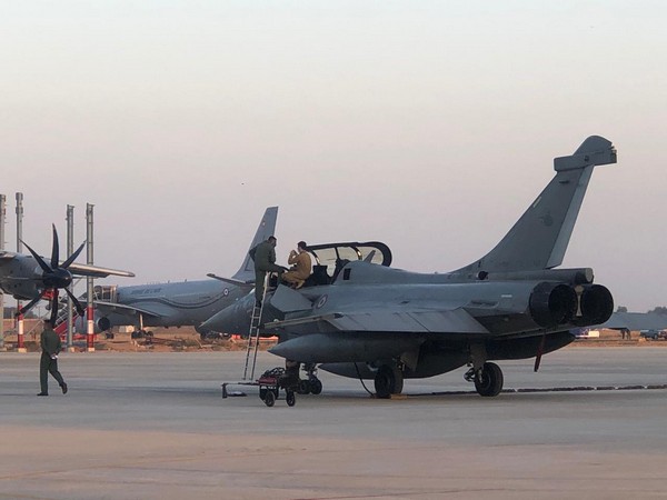 French Air Force Rafale fighter jet at the Jodhpur air base for the Ex Desert Knight. (Photo/ANI)