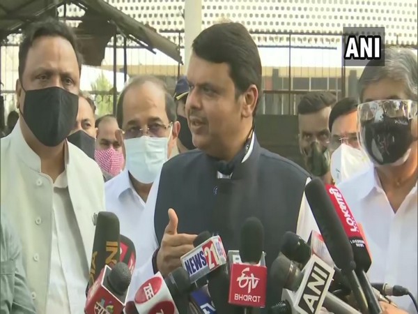 BJP leader Devendra Fadnavis speaking to media on Thursday. (Photo/ANI)