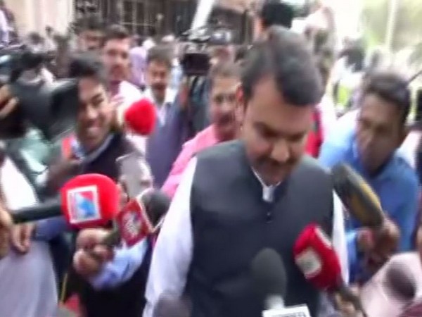 Devendra Fadnavis speaking to reporters on Wednesday in Mumbai. Photo/ANI