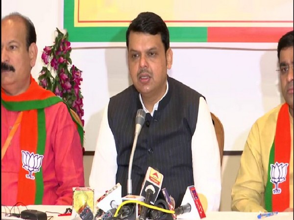Maharashtra Chief Minister Devendra Fadnavis speaking to reporters in a press conference on Sunday in Gondia. Photo/ANI
