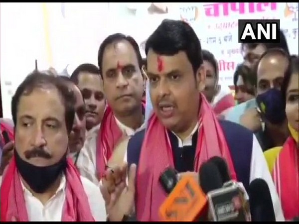 BJP leader Devendra Fadnavis speaks to reporters in Mumbai on Monday. [Photo/ANI]