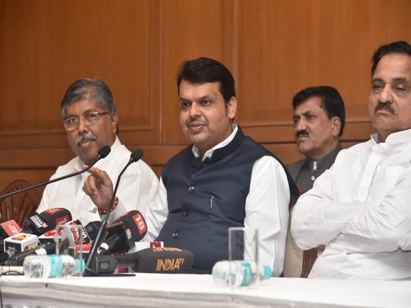 Maharashtra Chief Minister Devendra Fadnavis speaking at a press conference in Mumbai on Sunday. Photo/ANI