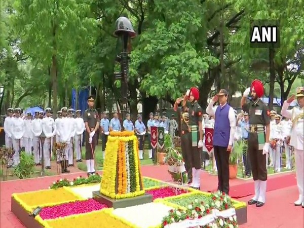 Maharashtra Chief Minister Devendra Fadnavis at Shaheed Samarak in Colaba on Friday. Photo/ANI