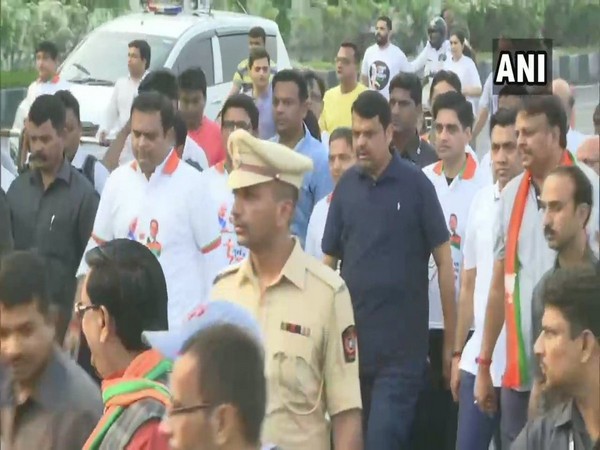 Maharashtra Chief minister Devendra Fadnavis at Marine Drive, Mumbai on Sunday