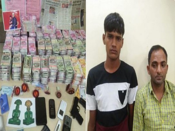 Two held for possessing fake currency notes  amounting Rs 4.77 crore in Jaipur on Wednesday. (Photo/ANI) 