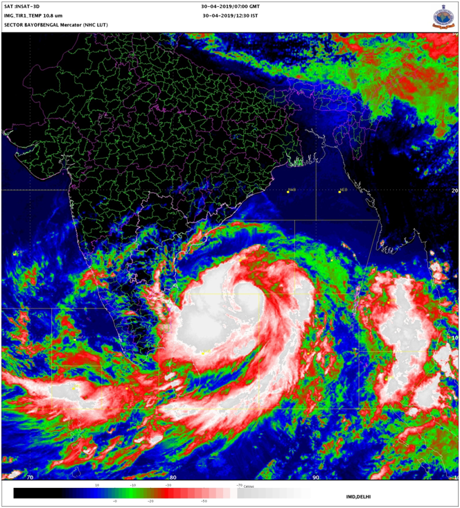 Cyclone Fani to intensify further into an extremely severe cyclonic storm during next 12 hours and cross Odisha Coast (courtesy pic Met Twitter)