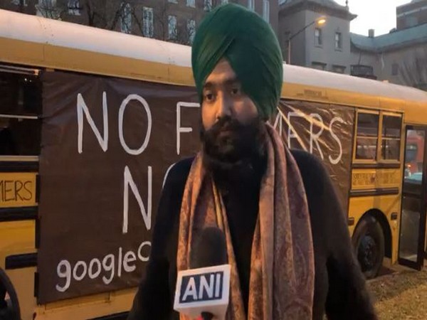 Mansimran Singh, one of the organisers of the protest, speaking to ANI on Saturday (local time). Photo/ANI