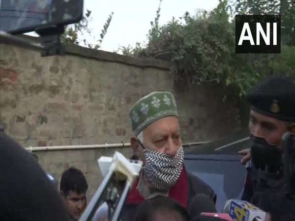 National Conference (NC) president Farooq Abdullah speaking to media on Monday. 