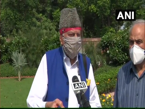 Former JK CM Farooq Abdullah speaking to ANI in New Delhi on Saturday. Photo/ANI