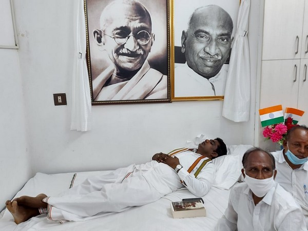 Chennai Congress leader continues fasting over women safety for third day. Photo/ANI