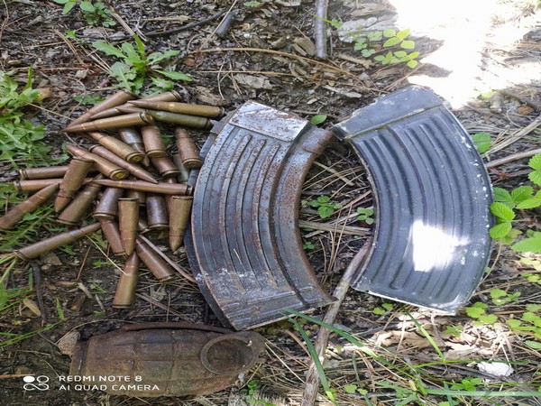 Ammunition recovered from the Naranag forest in Ganderbal. (Photo/ANI)