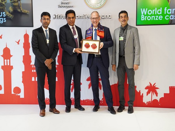 Telangana IT and Industries Minister KT Rama Rao at The World Economic Forum in Davos. (ANI/photo)