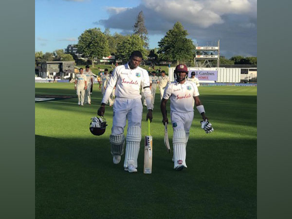 West Indies' Jermaine Blackwood and Alzarri Joseph (Image: BLACKCAPS' Twitter)