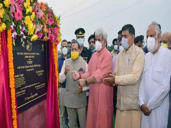 Jammu and Kashmir LG Manoj Sinha inaugurated the phase-I of Jammu Ring road today. [Photo/ANI]