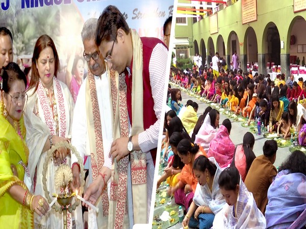 Stills from the celebration of Ningol Chakouba at GLT Saraswati Bal Mandir, Lajpat Nagar, New Delhi on Saturday. Photo/ANI