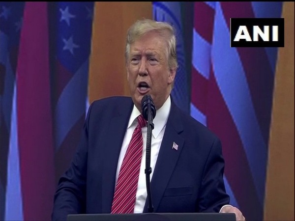 US President Donald Trump addressing the Howdy Modi event in Houston