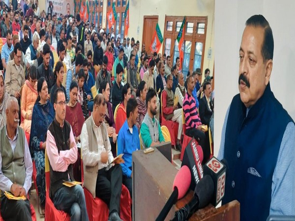 Jitendra Singh addressing the public rally in Jammu. (ANI/photo)