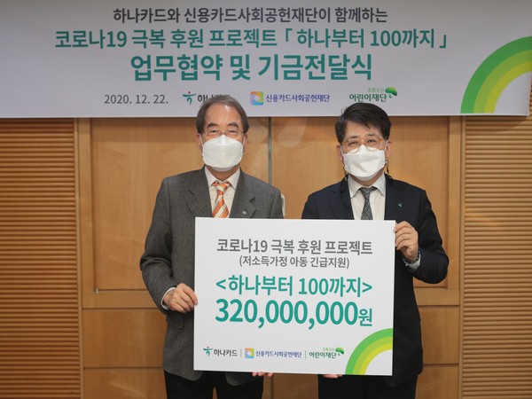Last year the CEO of Hana Card Jang Kyung-hoon donated 300 million won to the Green Umbrella Children's Foundation. (Photo/Hana Card)