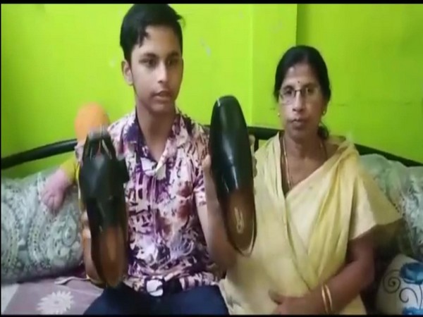Assam boy designs smart shoe to help visually impaired people. (Photo/ANI)