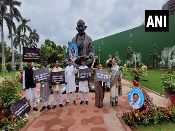Bengal BJP MPs protest outside Parliament over SSC recruitment scam.