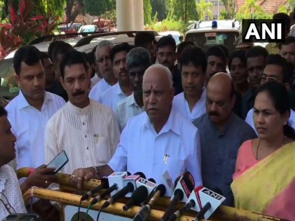 Karnataka Chief Minister BS Yediyurappa at the press conference in Karnataka on Wednesday. Photo/ANI