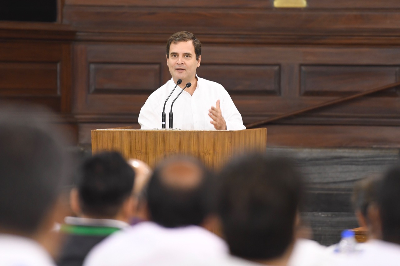 Congress president Rahul Gandhi at the CWC in Saturday (Photo:AICC)
