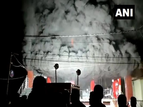 Fire broke out at a mall in Kalahandi district of Odisha (Photo/ANI)