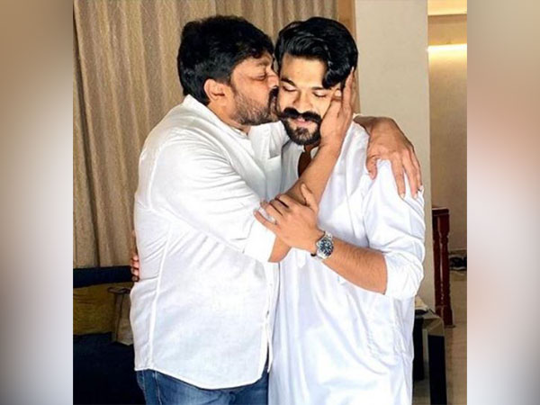 Chiranjeevi with son Ram Charan (Image source: Twitter)