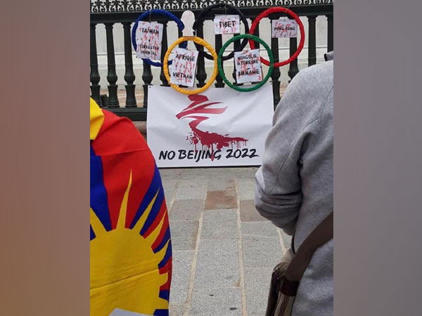 Protest in France demanding boycott of 2022 Beijing Olympics