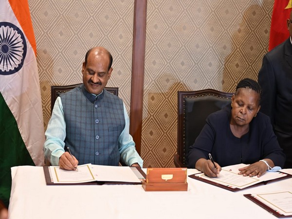Lok Sabha Speaker Om Birla and Esperanca Laurinda Francisco Nhiuane Bias, Speaker of the Assembly of the Republic of Mozambique 