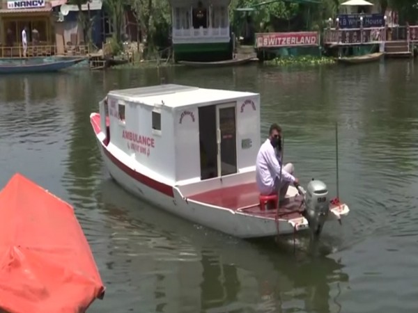 Floating ambulance by Tariq Ahmad Patloo in J-K's Srinagar (ANI).