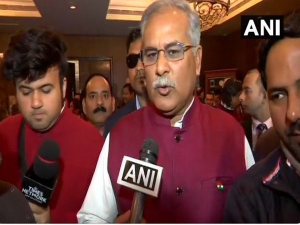 Chhattisgarh Chief Minister Bhupesh Baghel while interacting with media in New Delhi on Saturday. photo/ANI