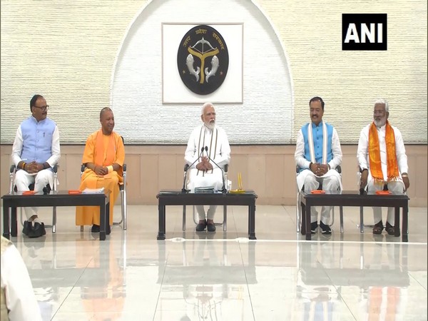 Prime Minister Narendra Modi holds a meeting with UP BJP leaders and ministers in Lucknow (Photo/ANI)