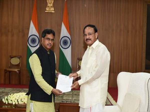 Manik Saha submits his resignation letter as MP to Rajya Sabha Chairman Venkaiah Naidu (Manik Saha Twitter)