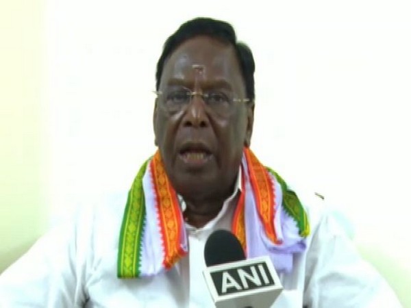 Puducherry Chief Minister V Narayanasamy speaking to ANI on Sunday. 