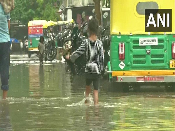 Several parts of Ahmedabad face waterlogging as rainfall continues to lash the city. (ANI/photo)