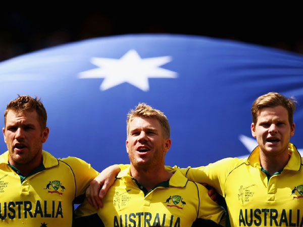 Aaron Finch (left), David Warner (centre) and Steve Smith (right) Photo/Cricket Australia