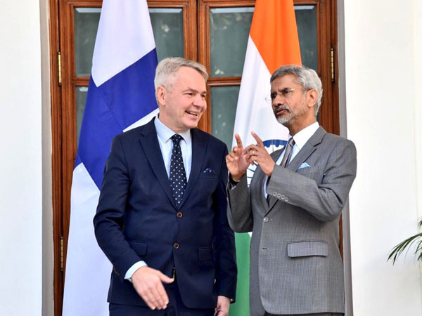 EAM S Jaishankar and Finland's Foreign Minister Pekka Haavisto in New Delhi on Wednesday. Photo/Twitter